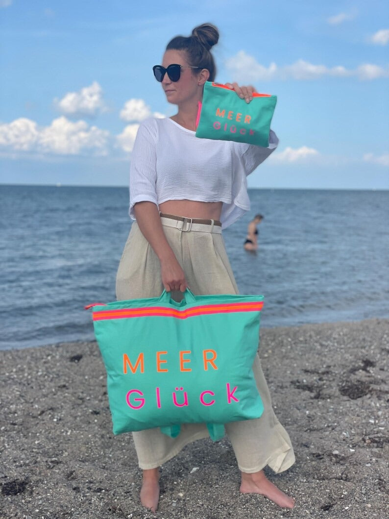 XL Canvas Rucksack Damen l türkis MEER Glück