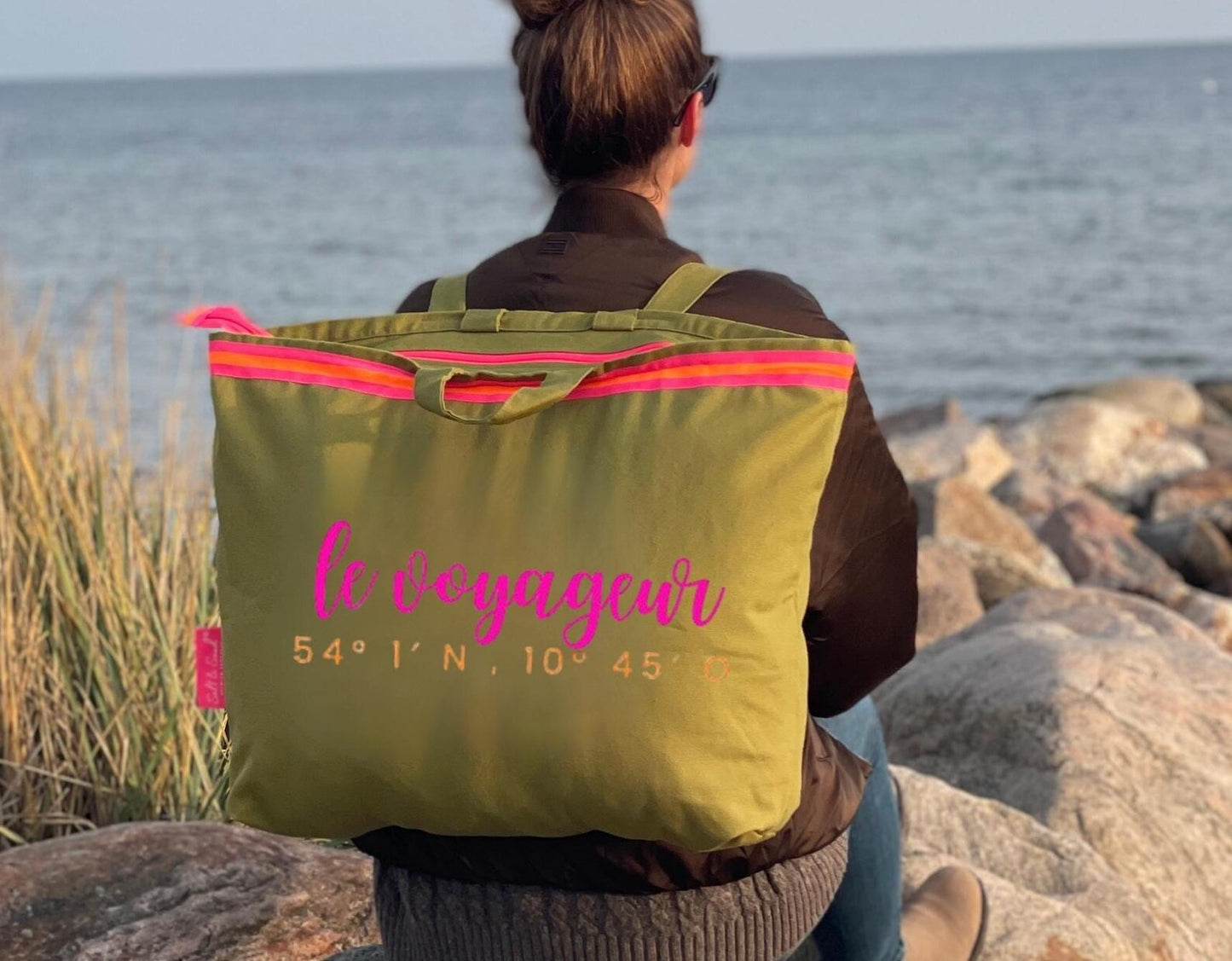 XL Canvas Rucksack Damen l oliv Le Voyageur