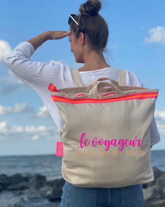 Canvas Rucksack Damen l Beige Le Voyageur