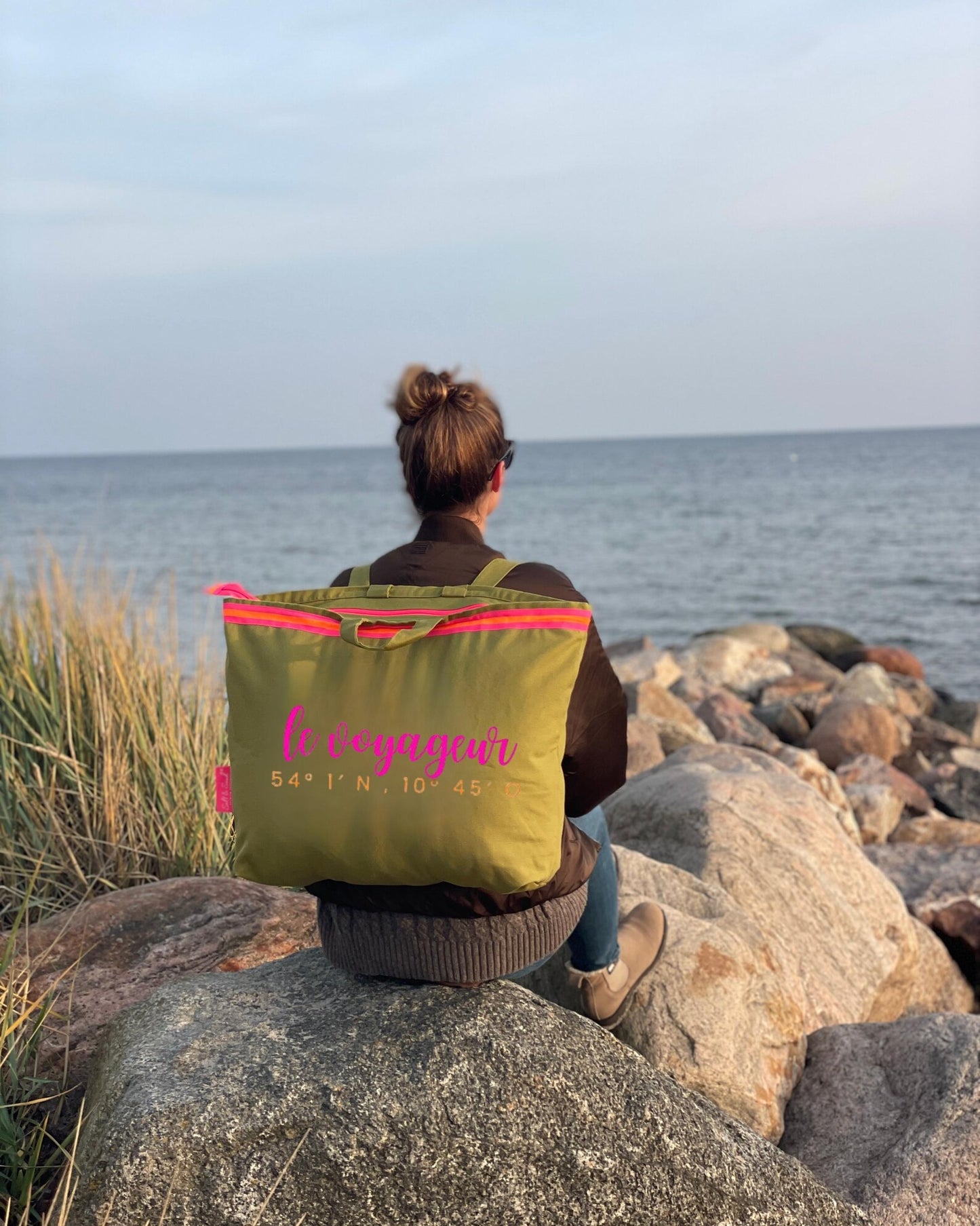 XL Canvas Rucksack Damen l oliv Le Voyageur