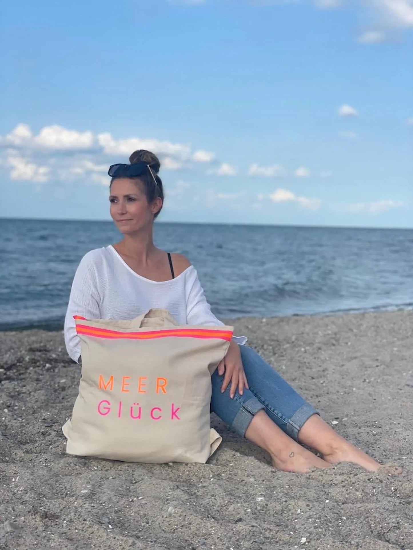 Canvas Rucksack Damen l Beige MEER Glück