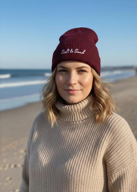 Unisex Beanie bordeaux aus 100 % Bio-Baumwolle