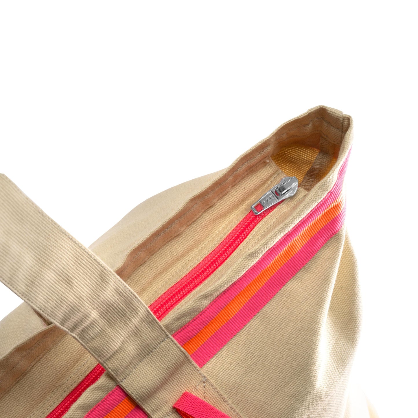 Salt & Sand Canvas Tasche XL bedruckt mit Reißverschluss l beige neon l Tote Bag aesthetic l Tasche Stoff l Strandtasche l Tasche Baumwolle