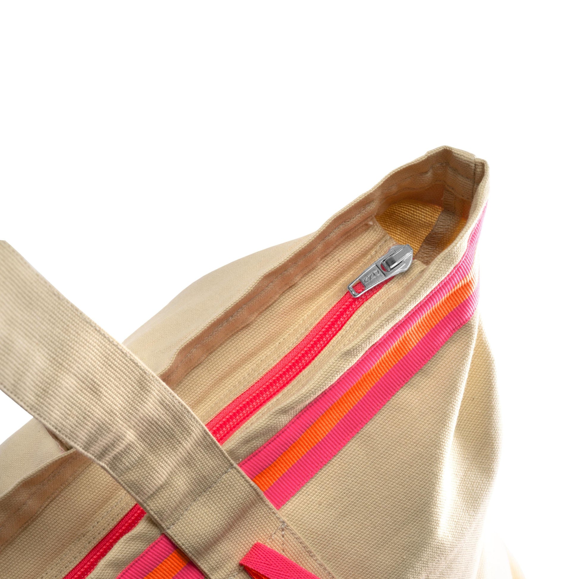 Salt & Sand Canvas Tasche XL bedruckt mit Reißverschluss l beige neon l Tote Bag aesthetic l Tasche Stoff l Strandtasche l Tasche Baumwolle